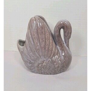 Gonder Pottery Brown Drip Glaze Swan Planter Model E-44 Made USA MCM Vibes